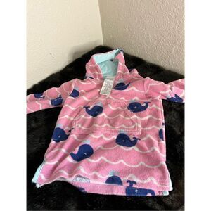 pottery barn kids girls swim terrycloth cover up hooded 12-18 months whales